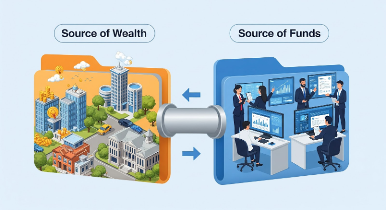 Checking Source of Wealth and Source of Funds ensures that both the investor’s overall assets and the specific investment capital are legitimate.